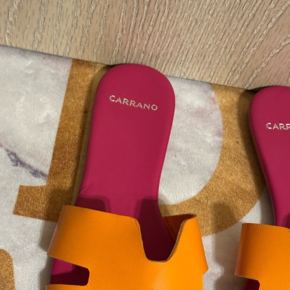 Carrano Nayeli Leather Slide Sandal - Multi-Tangerine - Picture 3 of 8